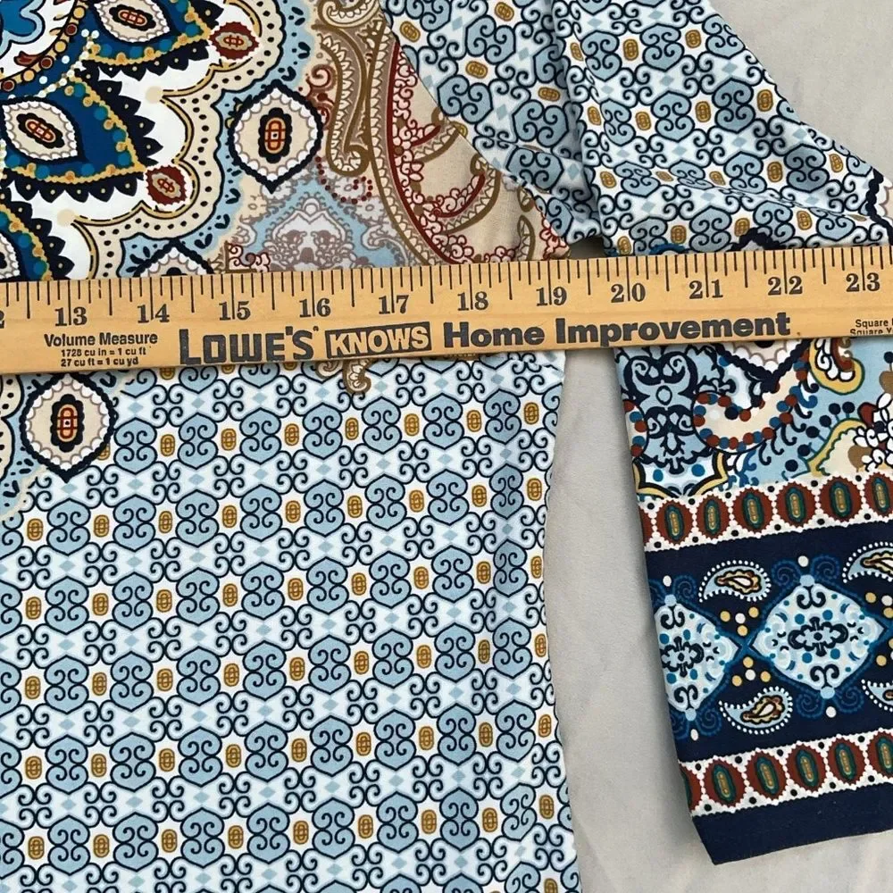 Chico's Powder Blue Paisley-Print Midi Shift Dress